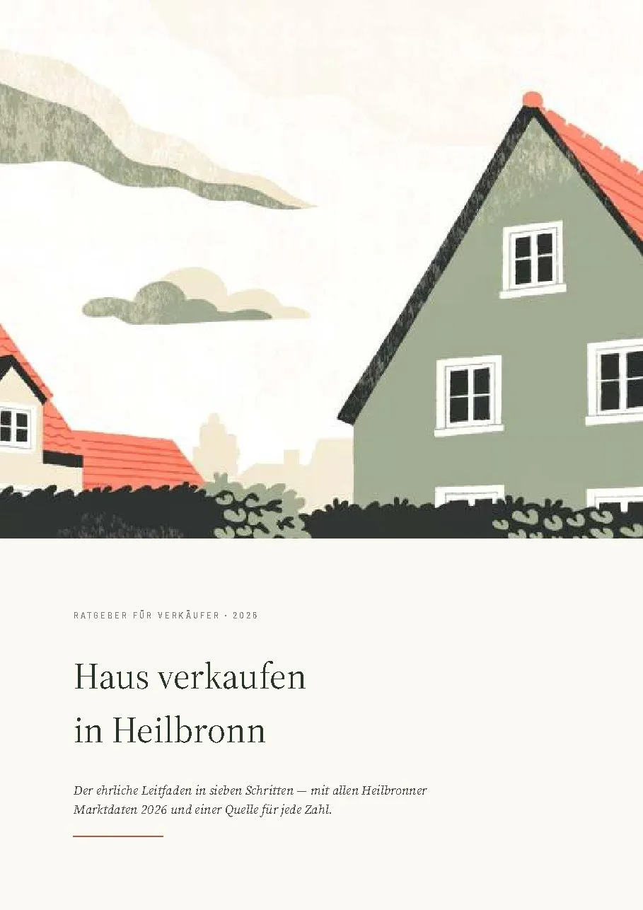 Titelseite des Leitfadens: In 7 Schritten zum Heilbronner Hausverkauf